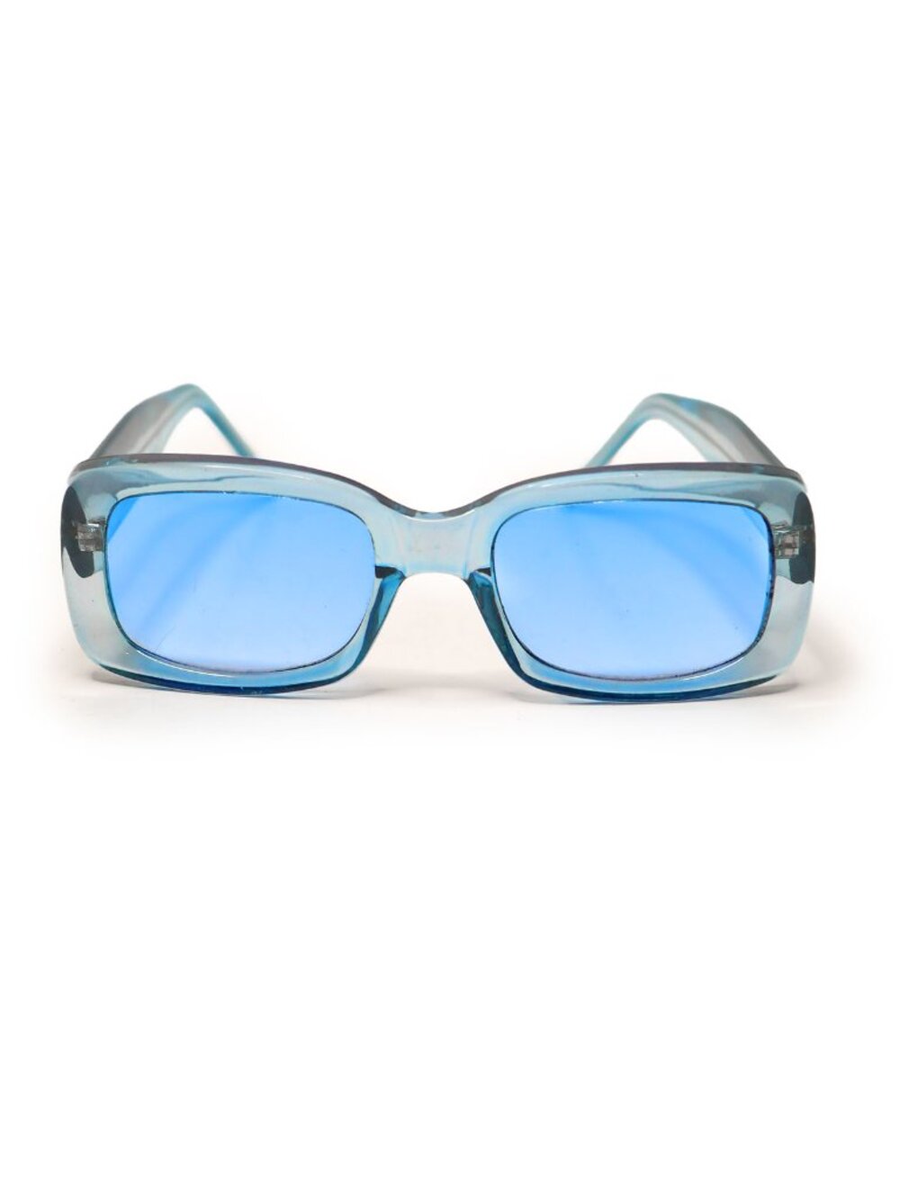 Vintage Blue Transparent Rectangular Sunglasses Retro 90s Y2K Frame Shades